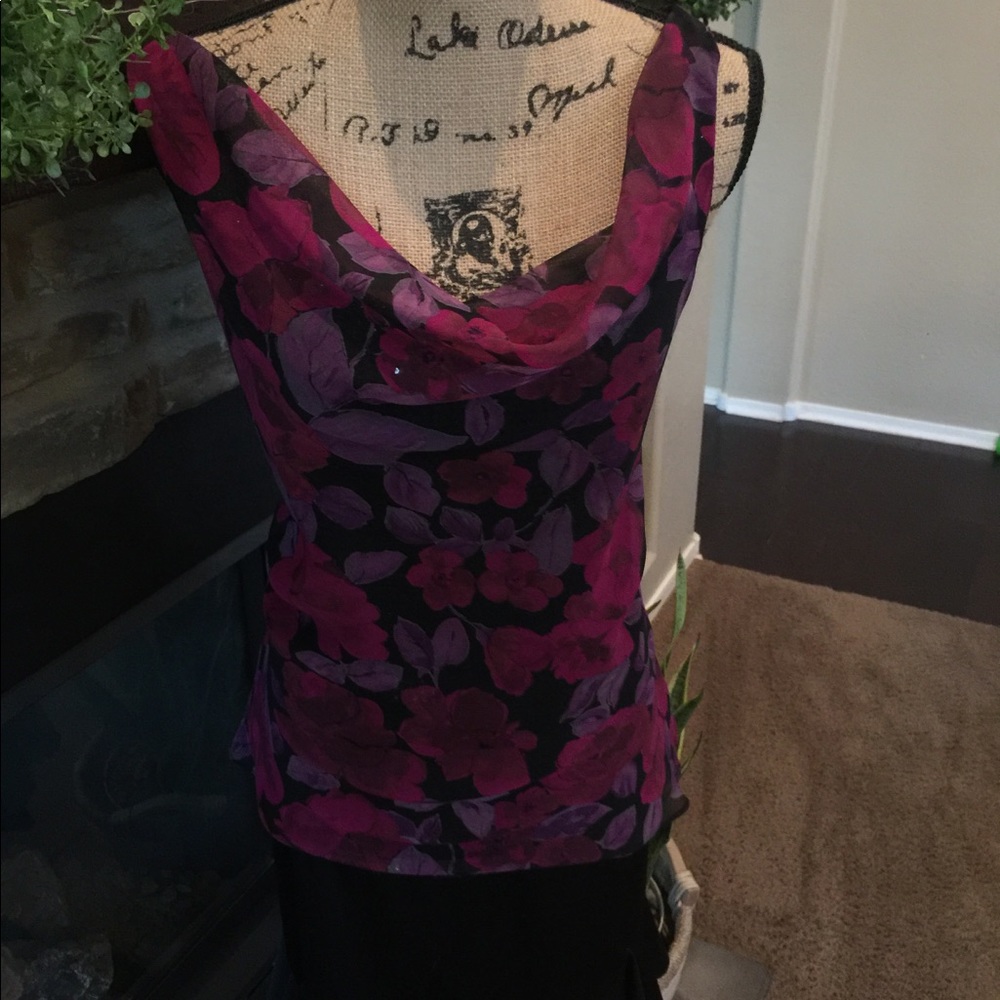 Jessica Howard Purple Pink & Black Sleeveless Top